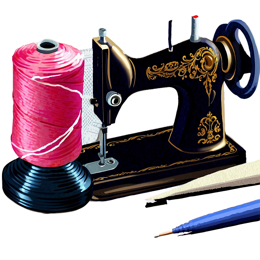 Sewing Machine With Fabric Png Fmb44 PNG