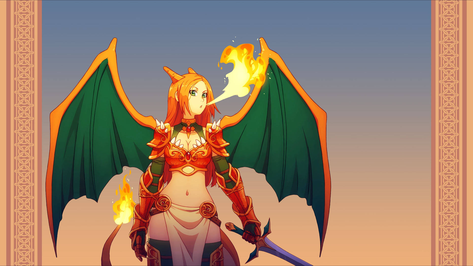 Captivating Anime Charizard Girl in Action Wallpaper