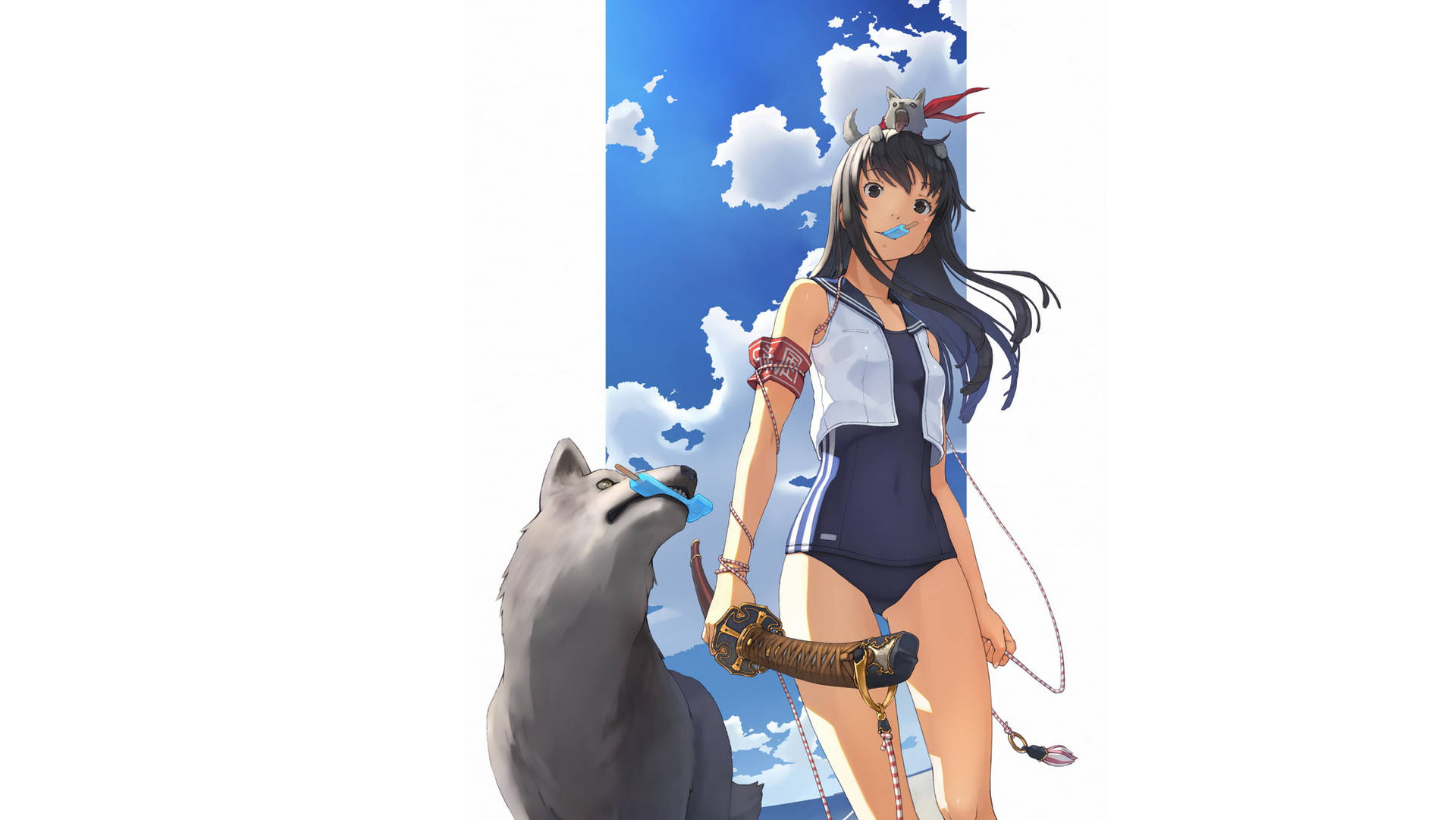 Sexy Anime Girl And Wolfa