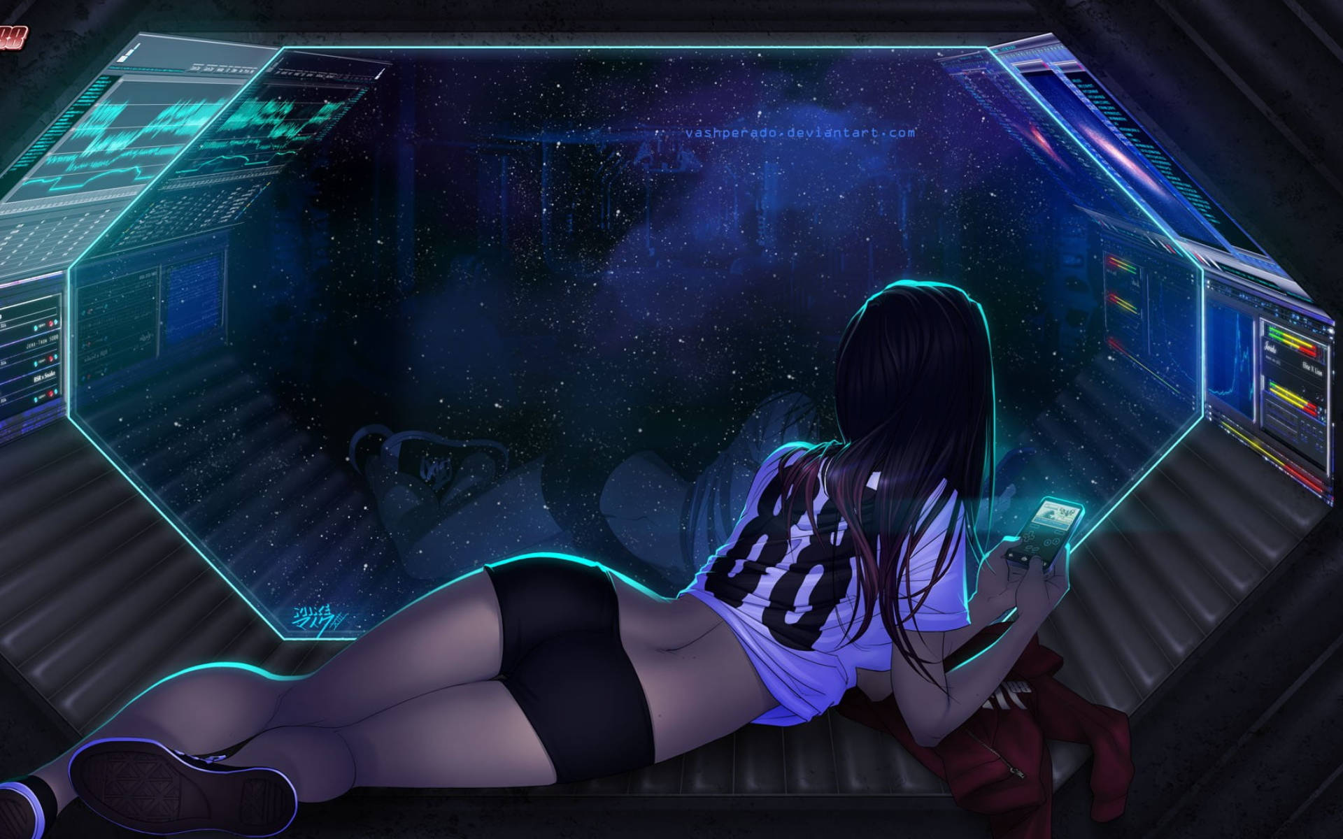 Download Sexy Anime Girl In Space Wallpaper 
