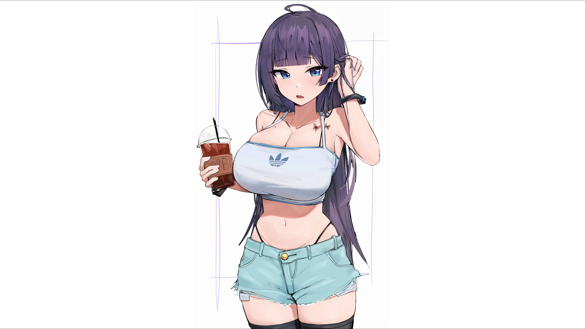 Download Sexy Anime Girl With Milk Tea Wallpaper 