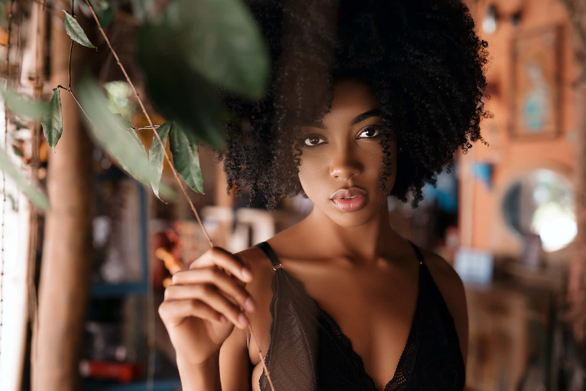 Sexy Black Woman Afro Wallpaper
