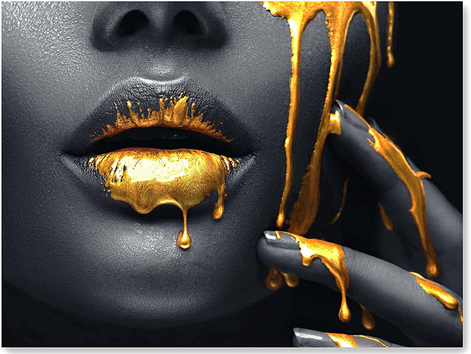 Sexet sort kvinde guld hovedtelefon Wallpaper