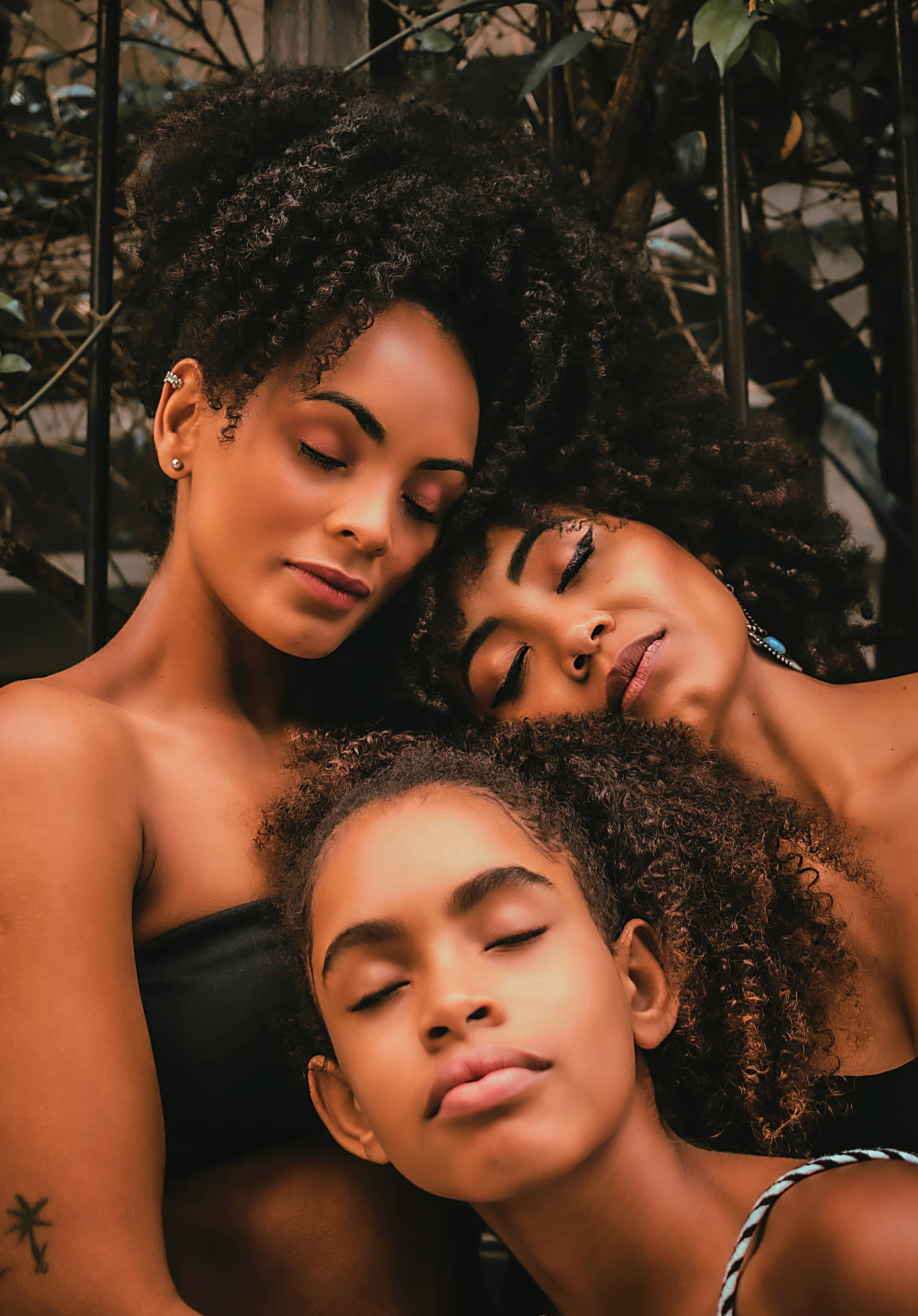Download Sexy Black Women Closed Eyes Wallpaper