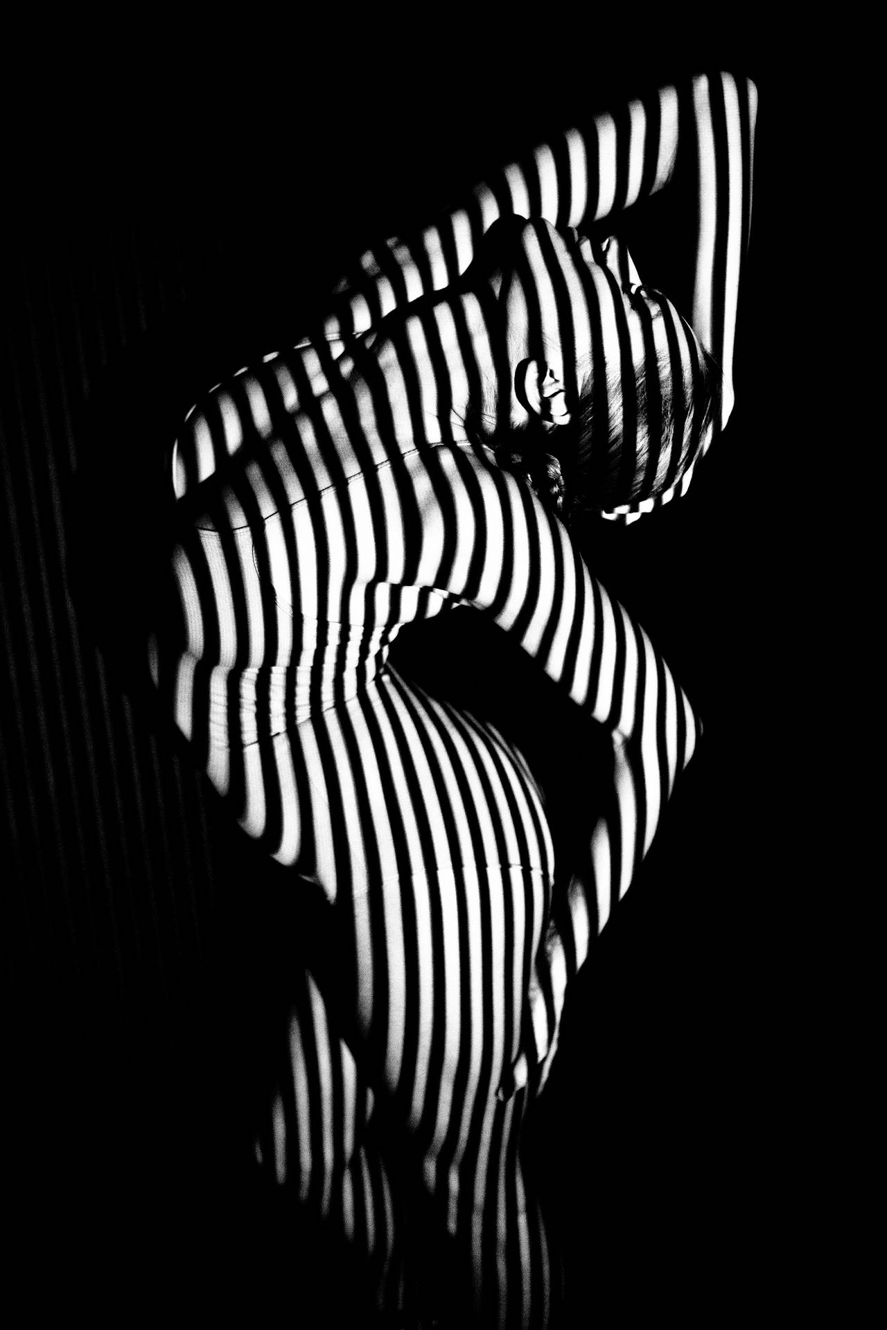 Sexy Female Striped Photography Wallpaper