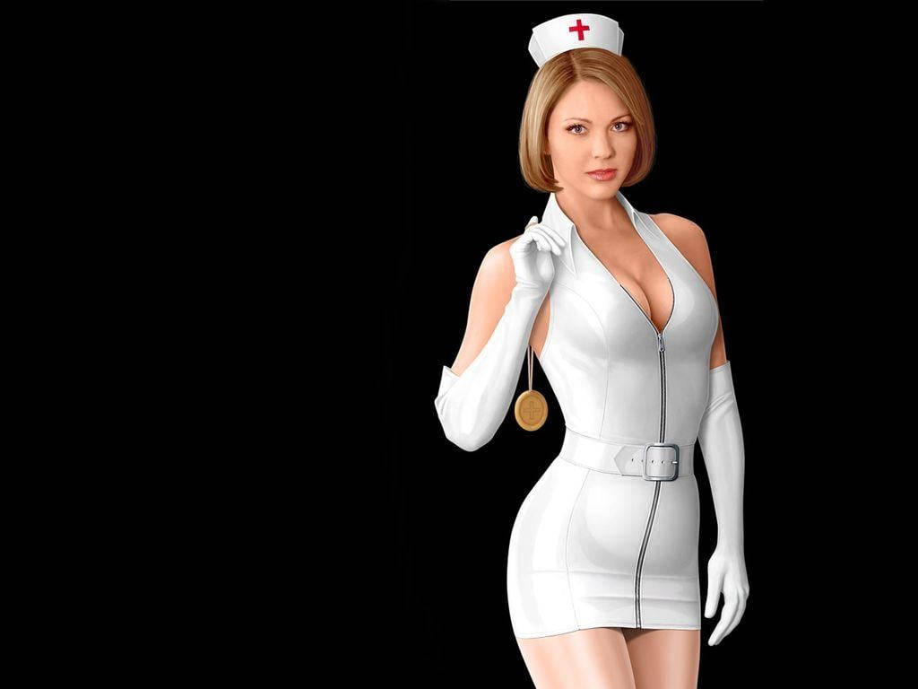 Sexet Hot Kvindelig Sygeplejerske Uniform Skrivebordsbaggrund Wallpaper