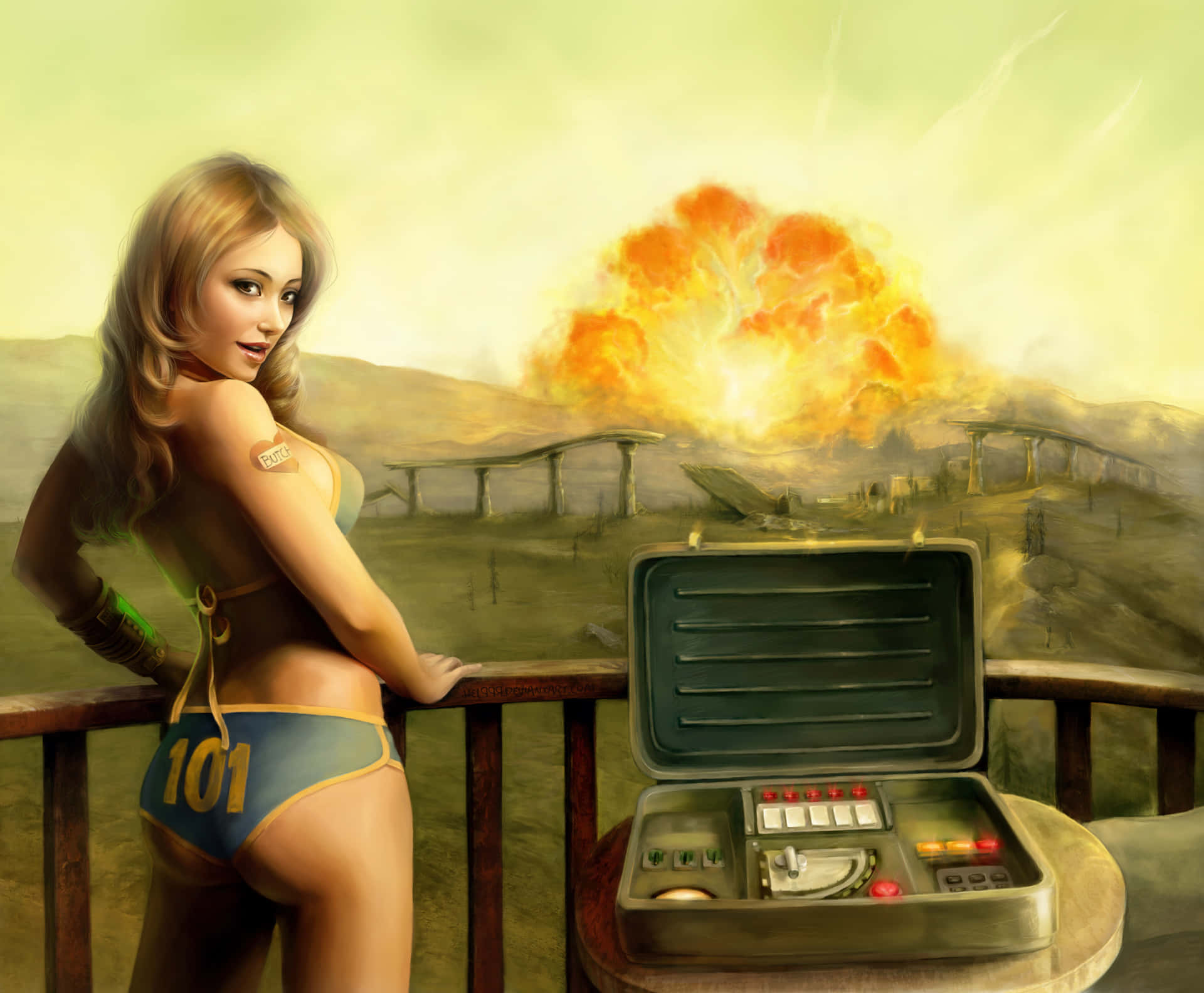 Sexy Image Of Woman With Explosion Wallpaper