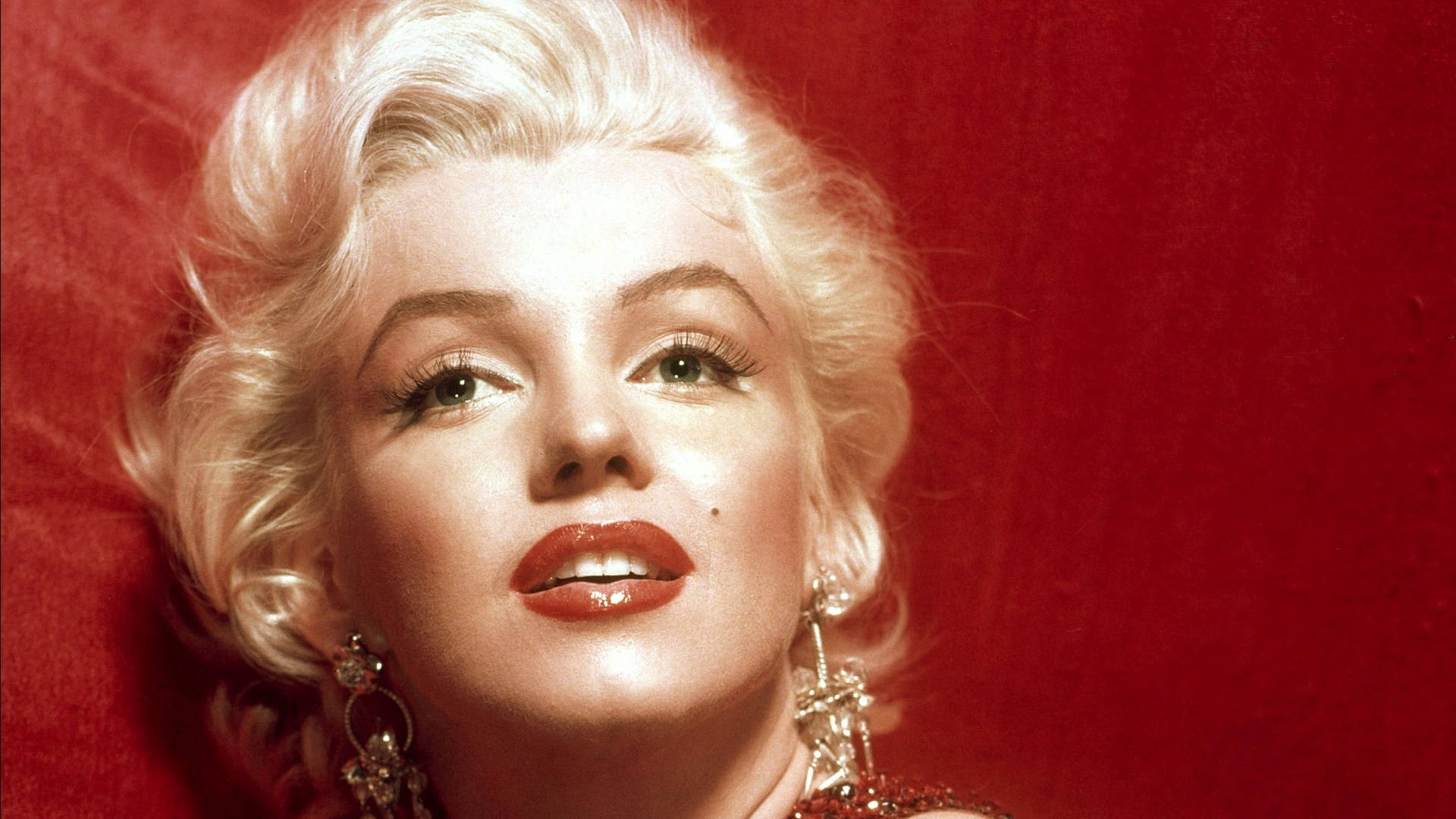 Sexet Marilyn Monroe Røde Læber Randmønster Wallpaper