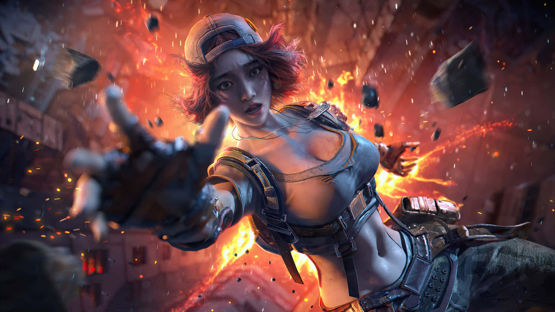 Download Sexy Pubg Girl Character On Fire Wallpaper 