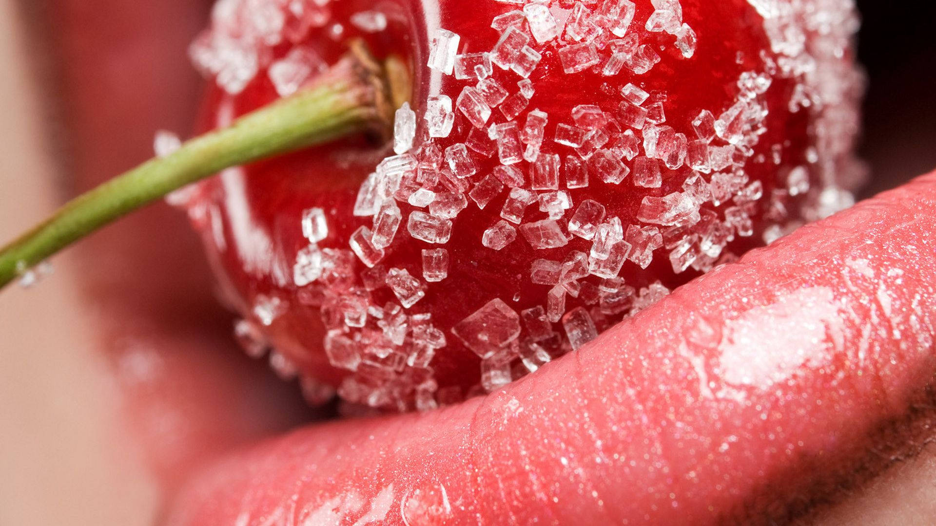 yMango -Sexy sukkerbelagt kirsebær på mundet mango Wallpaper