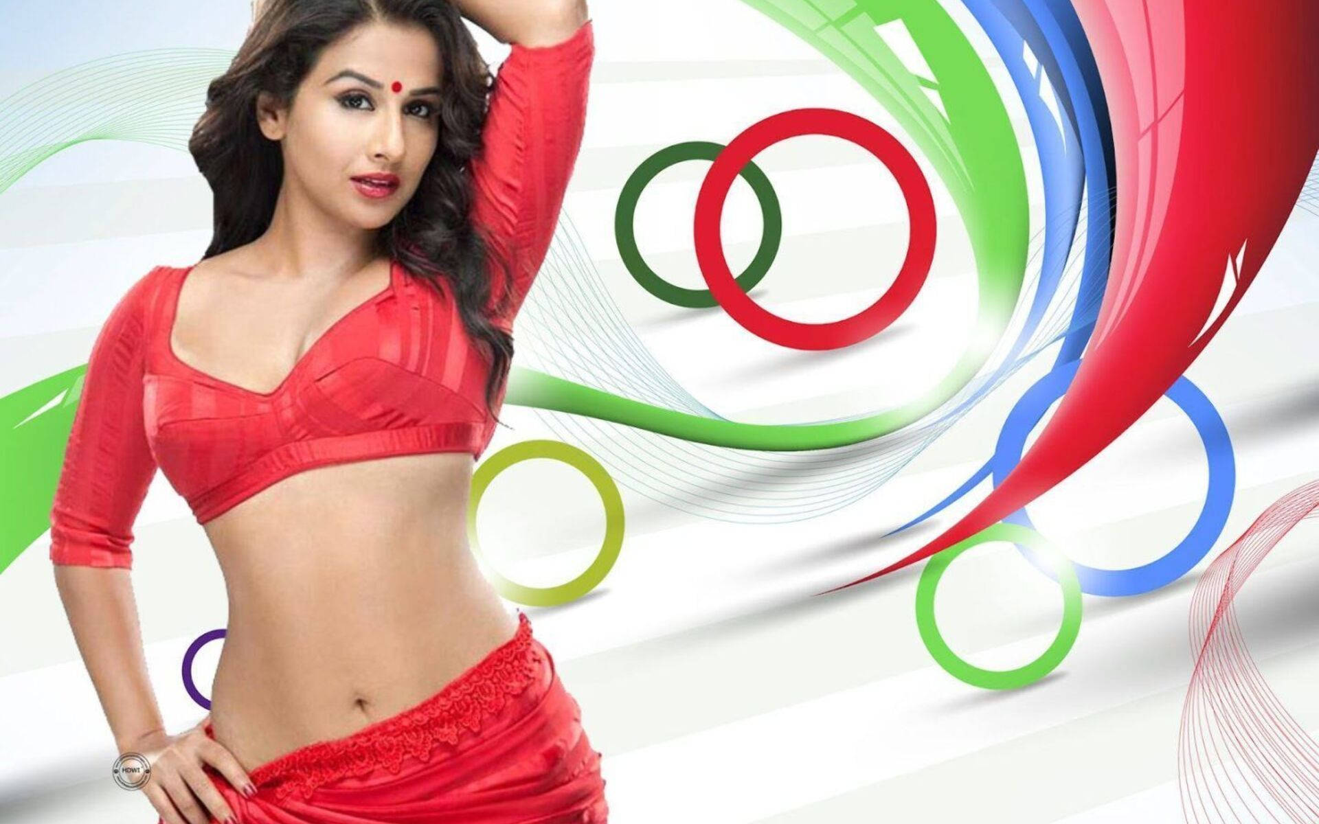 Sexy Vidya Balan In Red Wallpaper