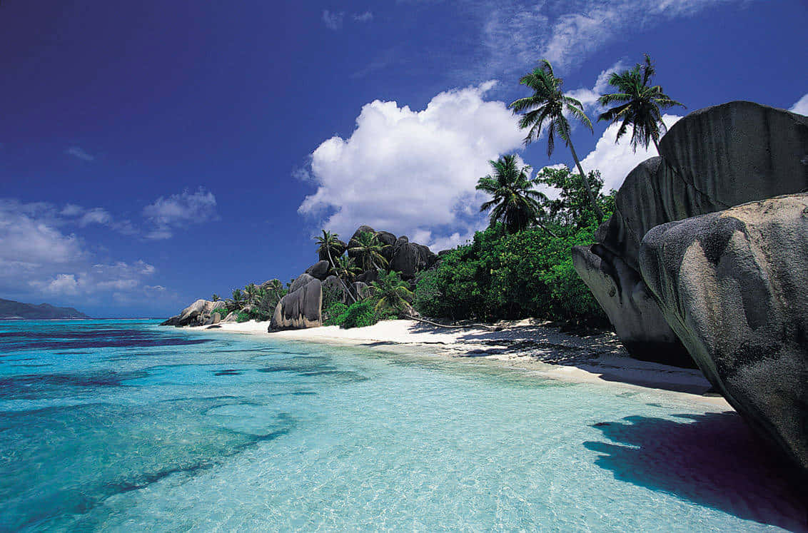 Serene Seychelles Beachscape Wallpaper