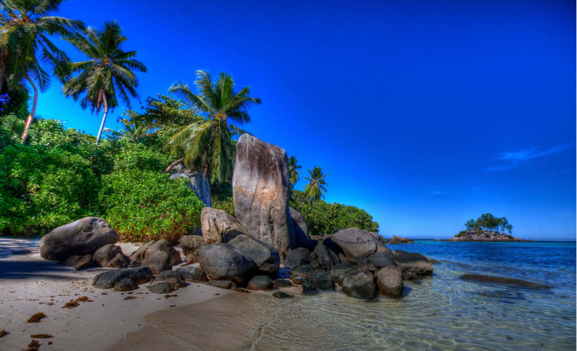Invigorating Seychelles Beach Landscape Wallpaper