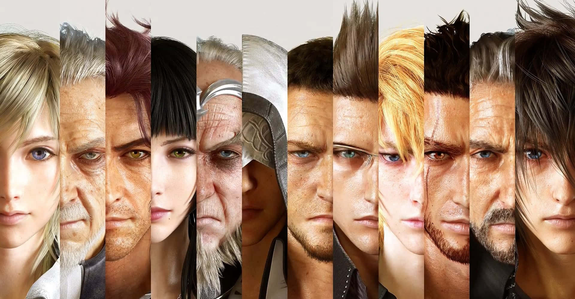 Sfondocon Collage Di Immagini Dei Personaggi Di Final Fantasy Xv.