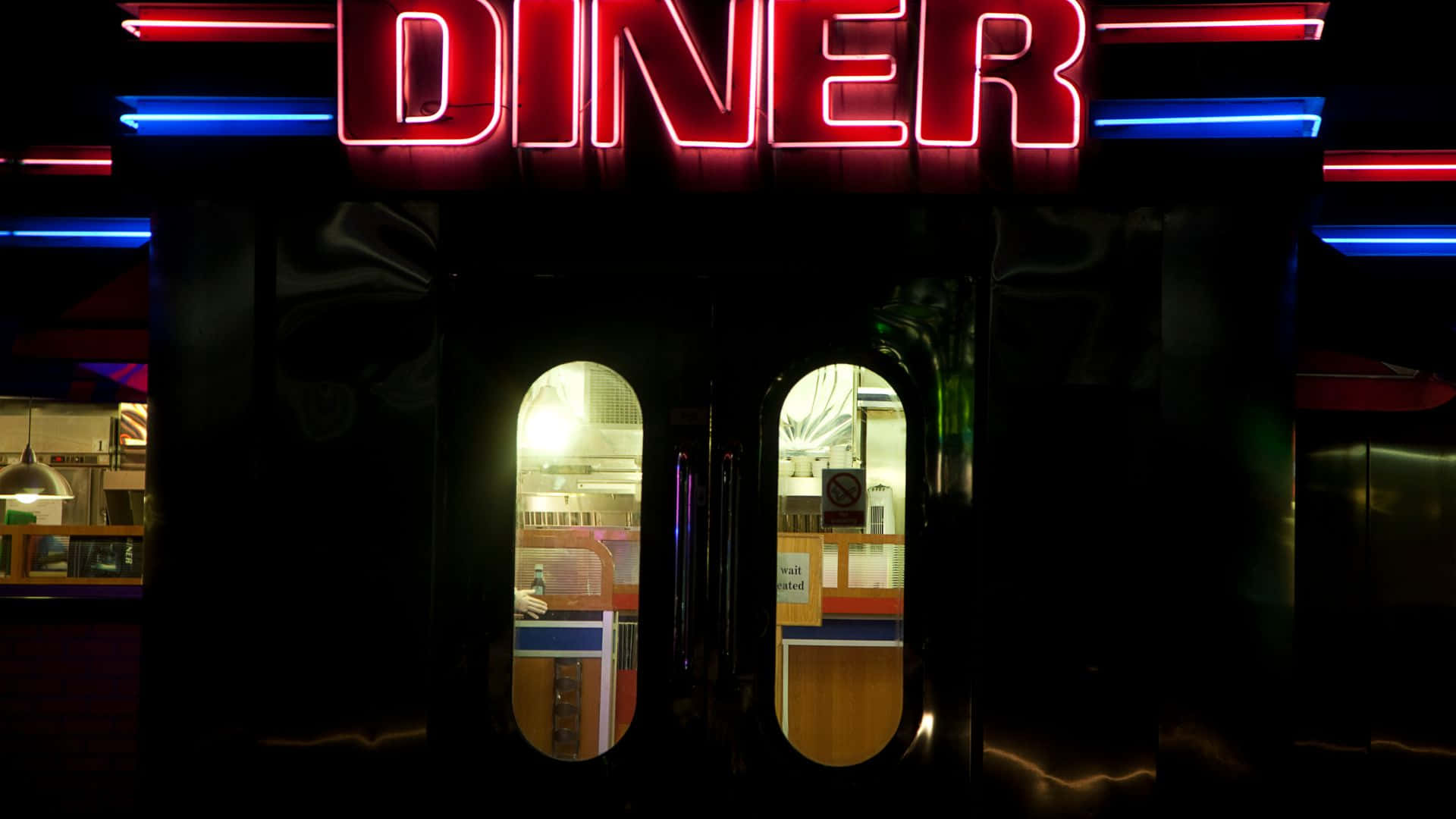 Sfondodell'immagine: Ristorante Americano D'epoca Di Sera