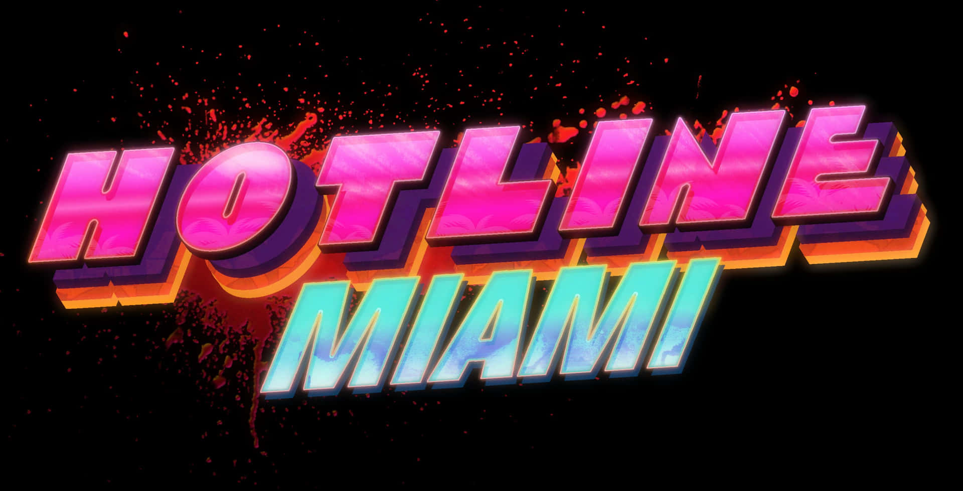 Sfondodi Hotline Miami: Veduta Della Città Al Neon E Personaggio Mascherato
