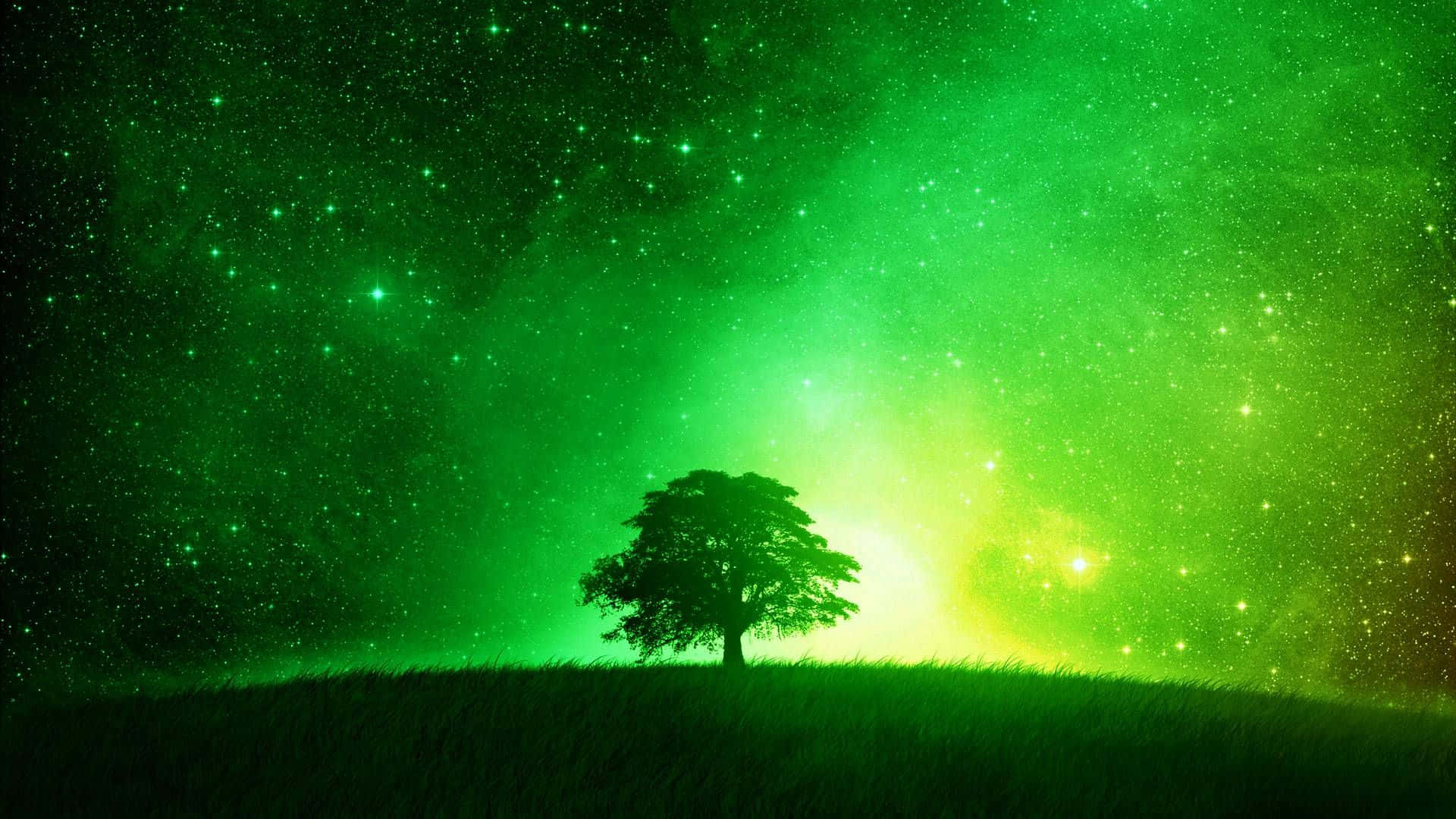 Sfondomaestoso Della Galassia Verde
