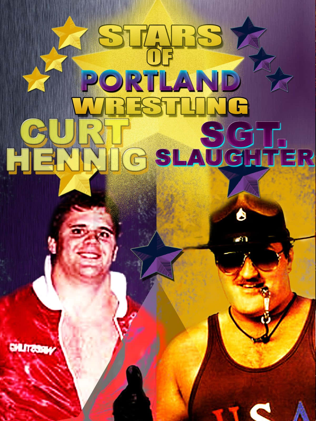 Iconic Wrestling Legends - Sgt Slaughter and Curt Hennig Wallpaper