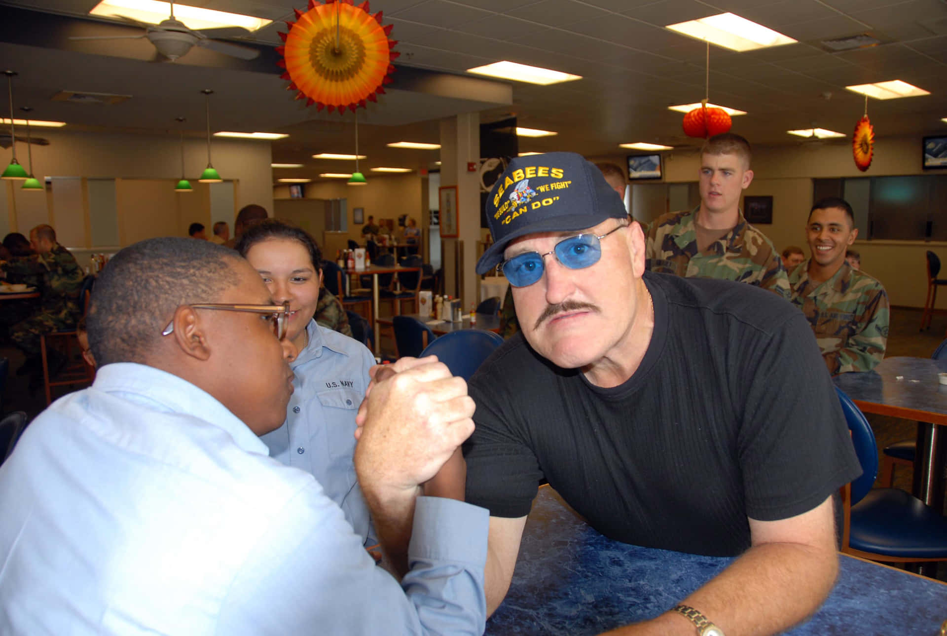 Sgt Slaughter Arm Wrestling With Lars Triggs Background