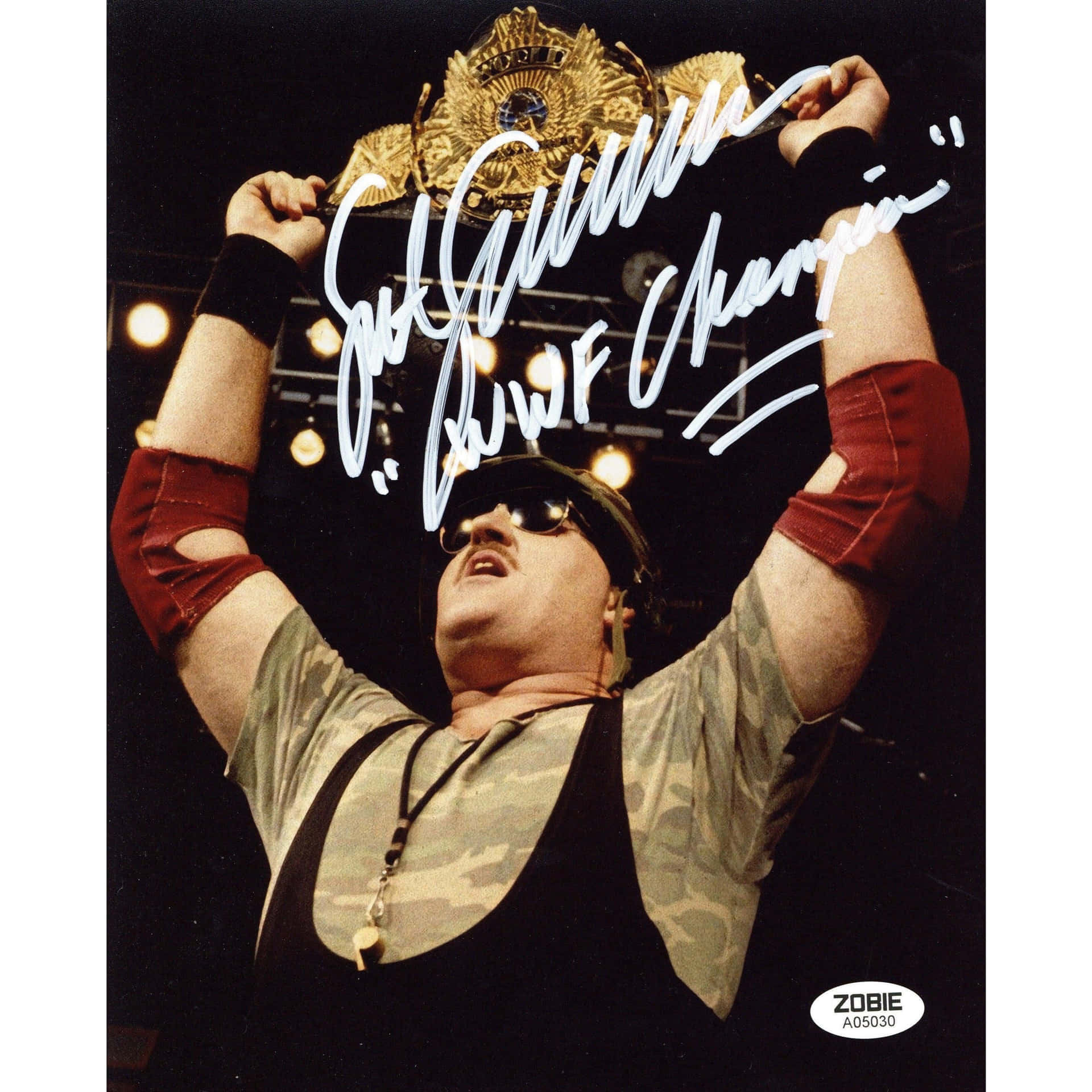 Sgt Slaughter Signed Wwf Wrestling Poster Background