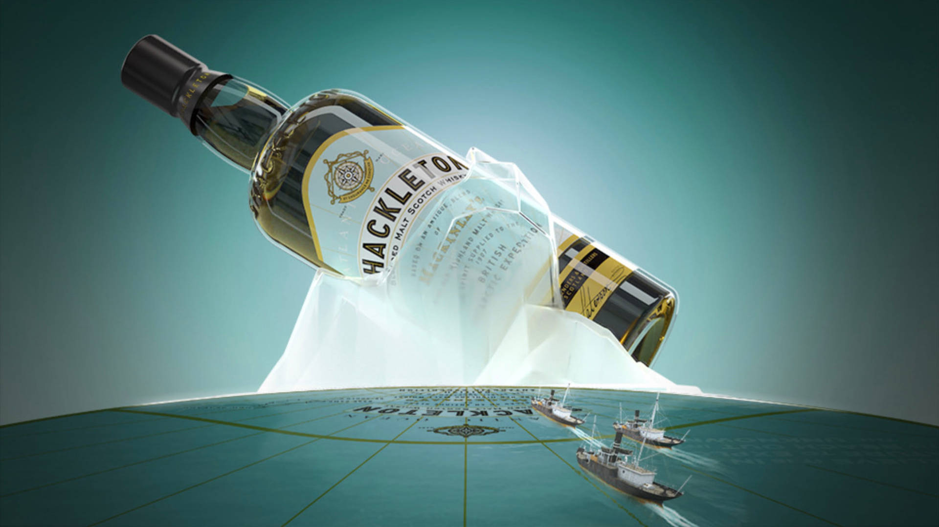 Shackleton Whisky Frozen Bottle Design Wallpaper
