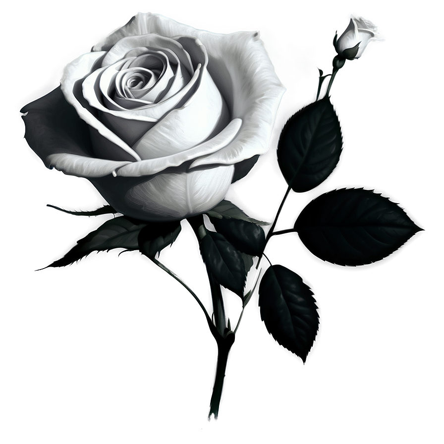 Shaded Rose Black And White Png Evb PNG