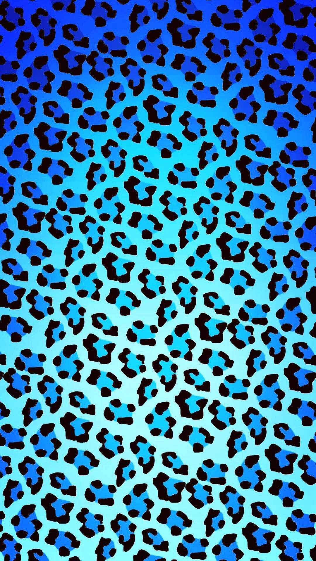 Shades Of Blue Leopard Print Wallpaper