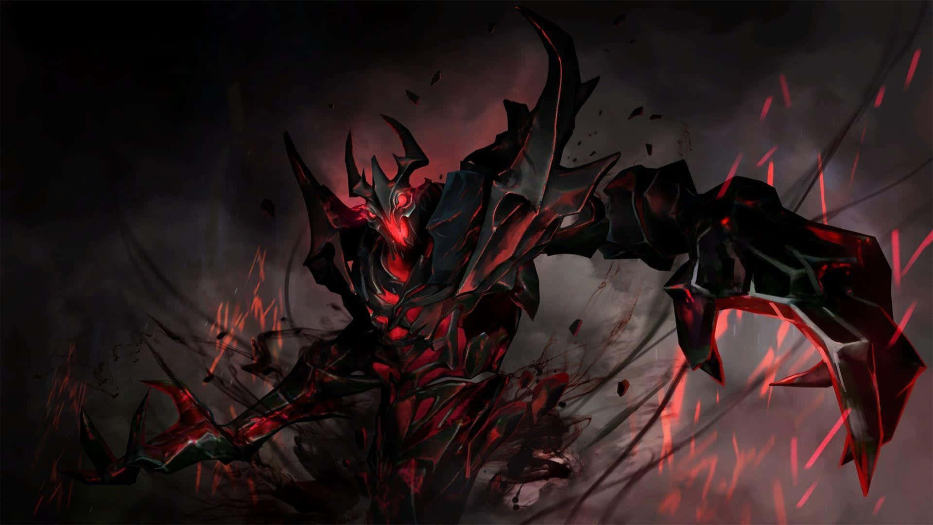 Menacing Shadow Fiend prepares for battle in the mystical realm Wallpaper