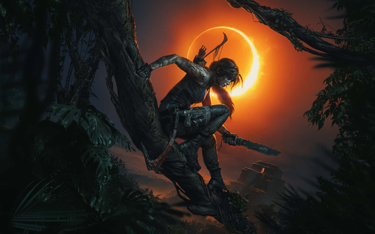Gördig Redo För Ett Episkt Äventyr Med Lara Croft I Shadow Of The Tomb Raider.