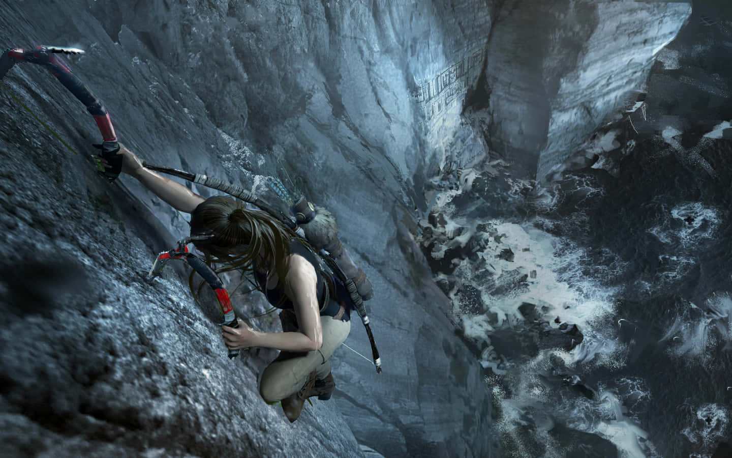 Immergitiin Un'avventura Epica Con Shadow Of The Tomb Raider.
