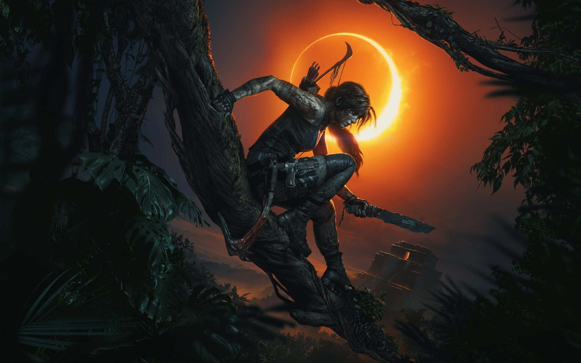 Følg Lara Croft i hendes spændende eventyr i 'Skygge af Grave Raider' Wallpaper