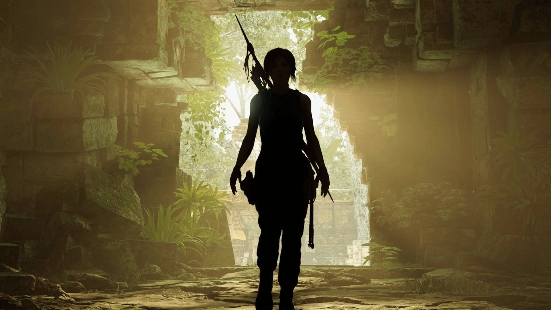 Shadow Of The Tomb Raider Lara Silhouette Wallpaper