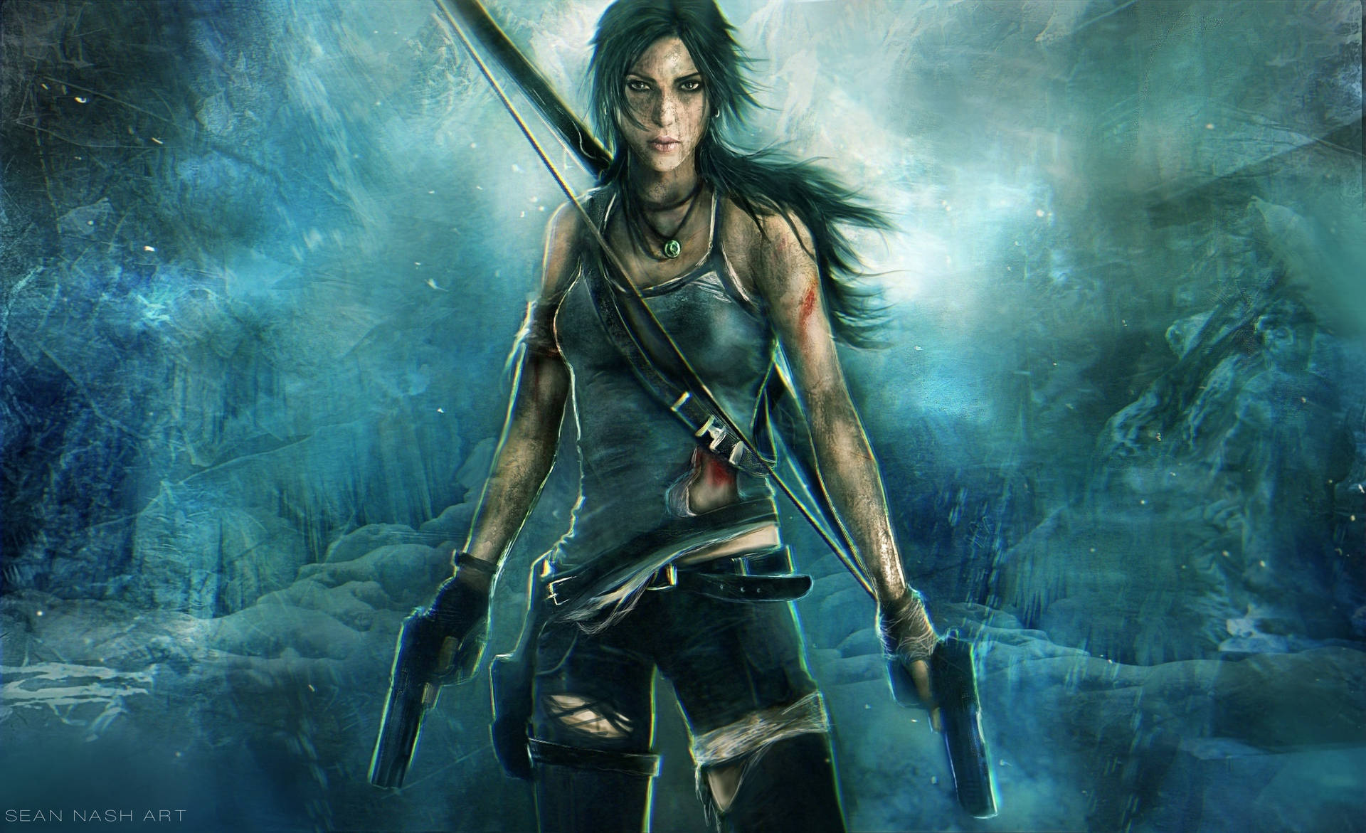 L'ombra Delle Pistole Gemelle Di Tomb Raider 4k Sfondo