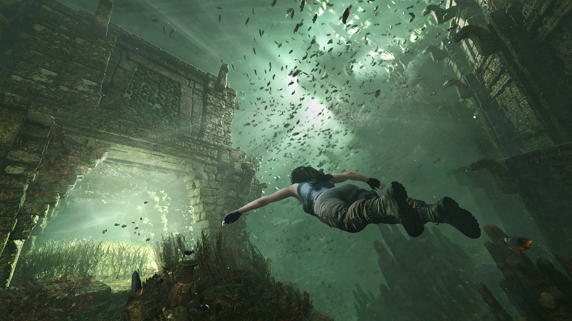 Skygge af Tomb Raider Undervandsindgang 4K Wallpaper