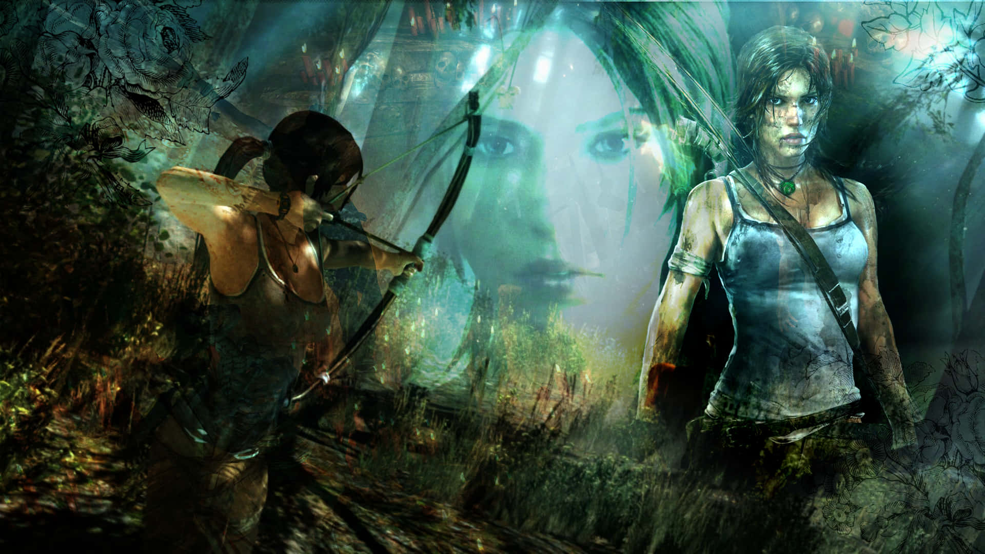 Lara Croft på en farlig mission i Shadow of Tomb Raider. Wallpaper