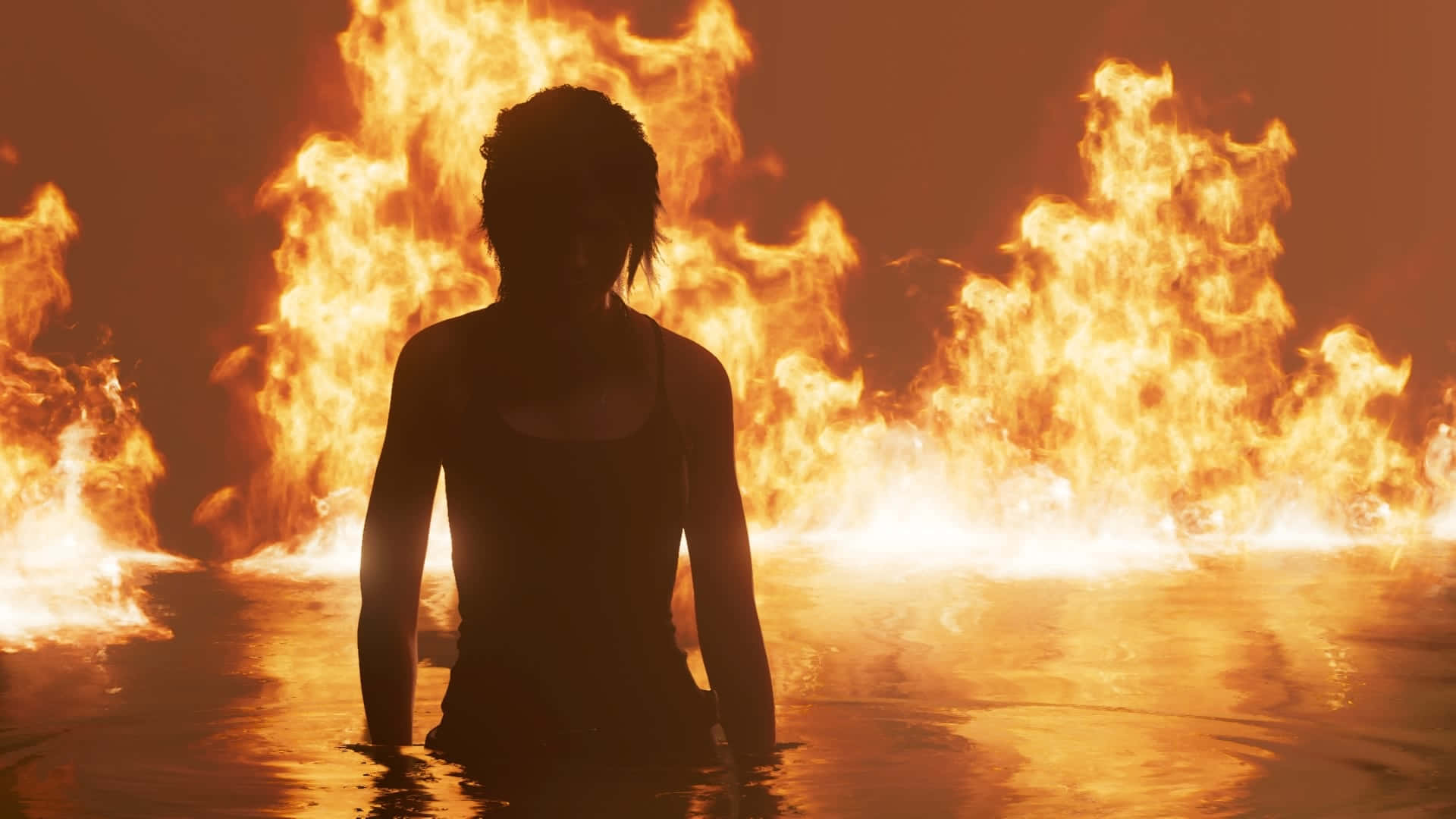 Schattender Tomb Raider: Croft In Flammen Wallpaper