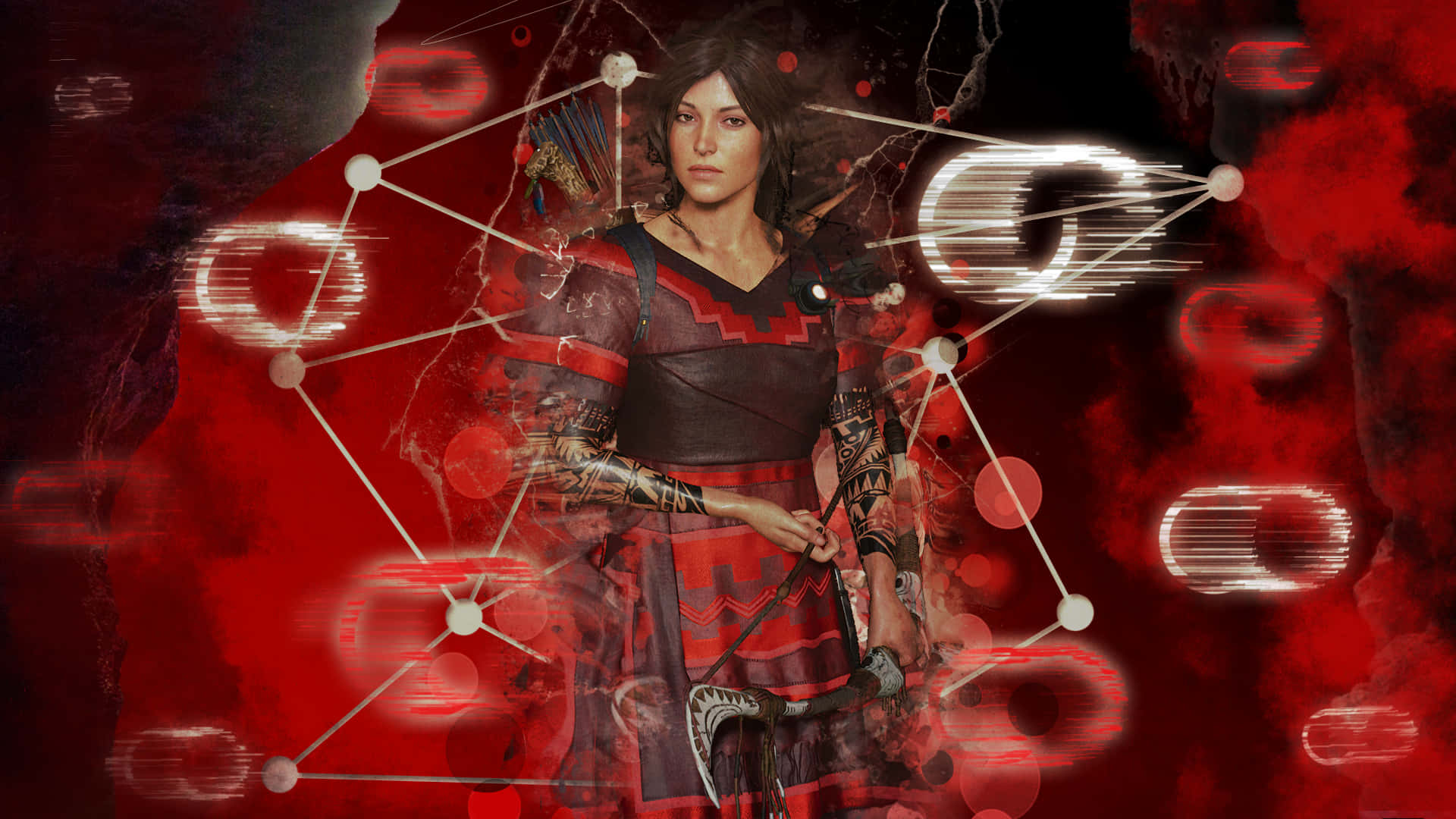 A Woman In A Red Dress With A Sword Wallpaper