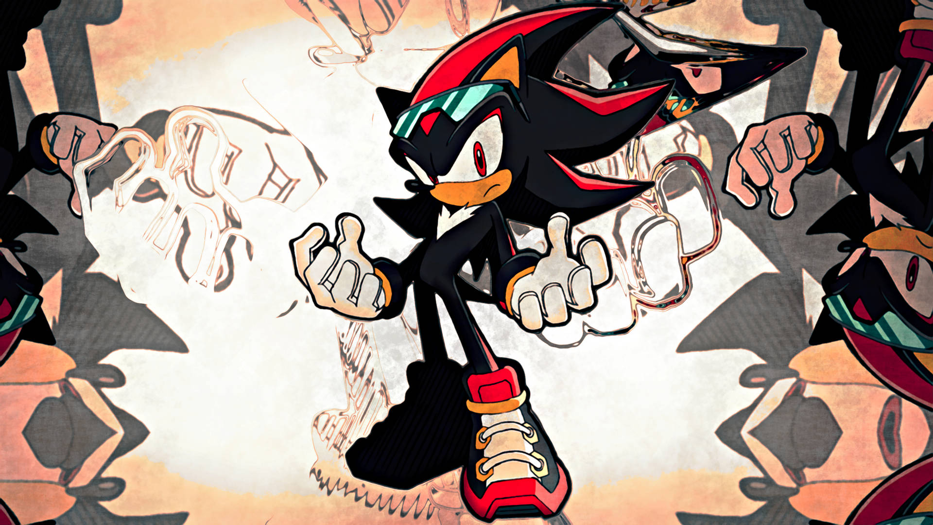 Intense Stare of Shadow The Hedgehog in Red Shoes Wallpaper