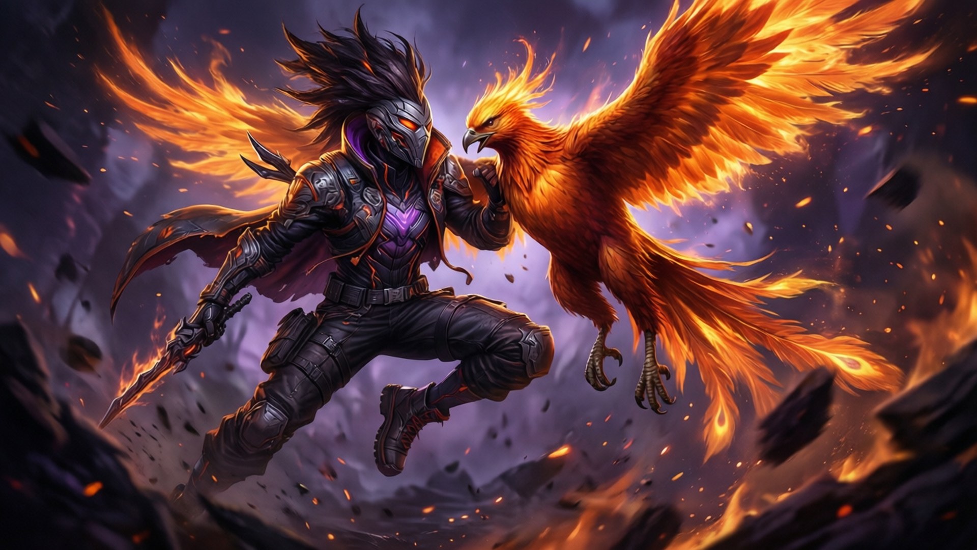 Omen fighting Phoenix in a dynamic clash