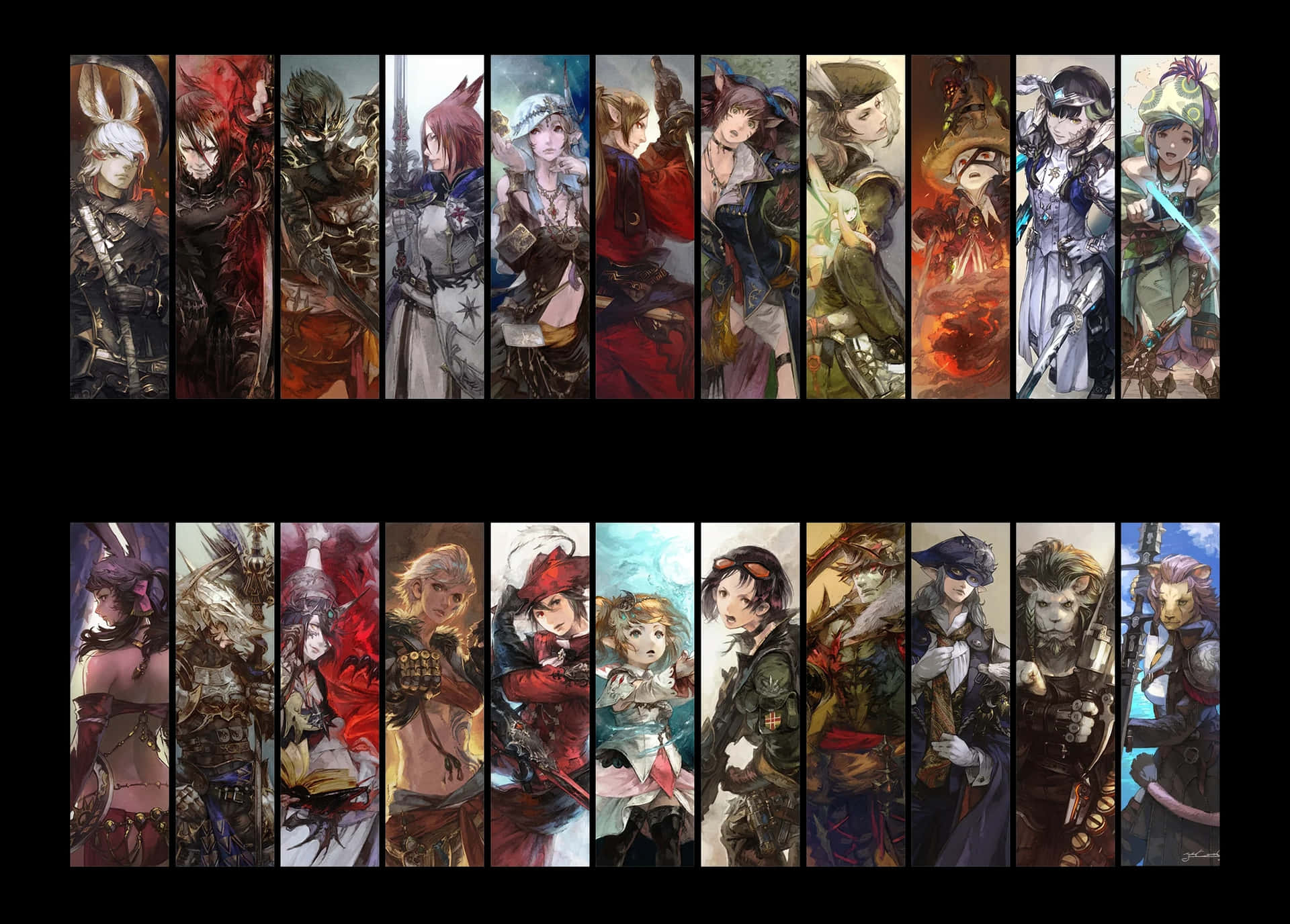 Shadowbringers_ Karakter_ Kunst_ Collage Achtergrond