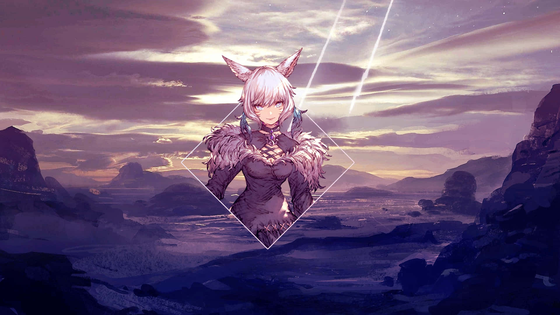 Shadowbringers Vrouwelijk Personage Dusk Landschap Achtergrond