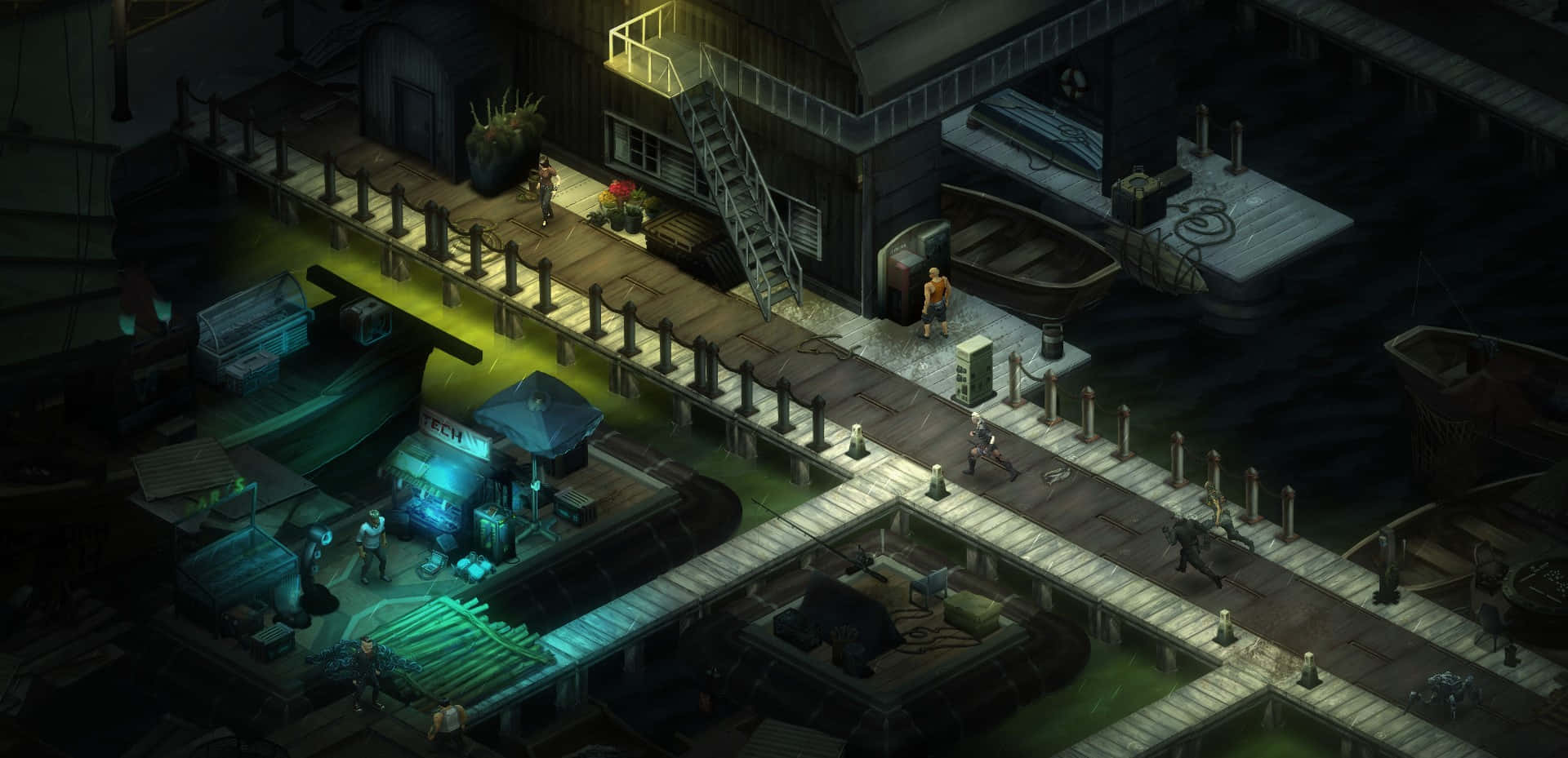 Shadowrun is a cyberpunk/fantasy role-playing game set in a dystopian future. Wallpaper
