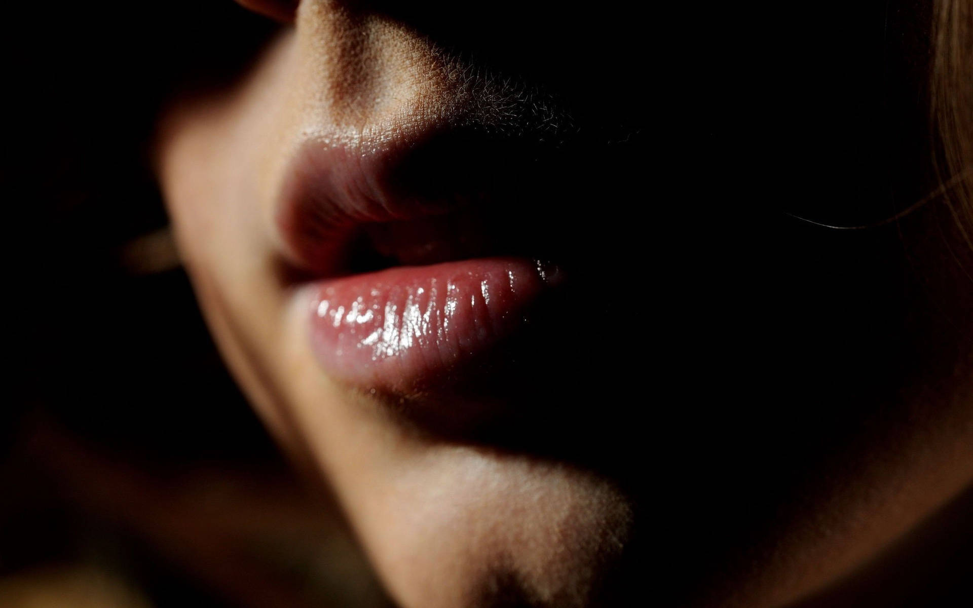 Shadowy Lips Of Girl Wallpaper