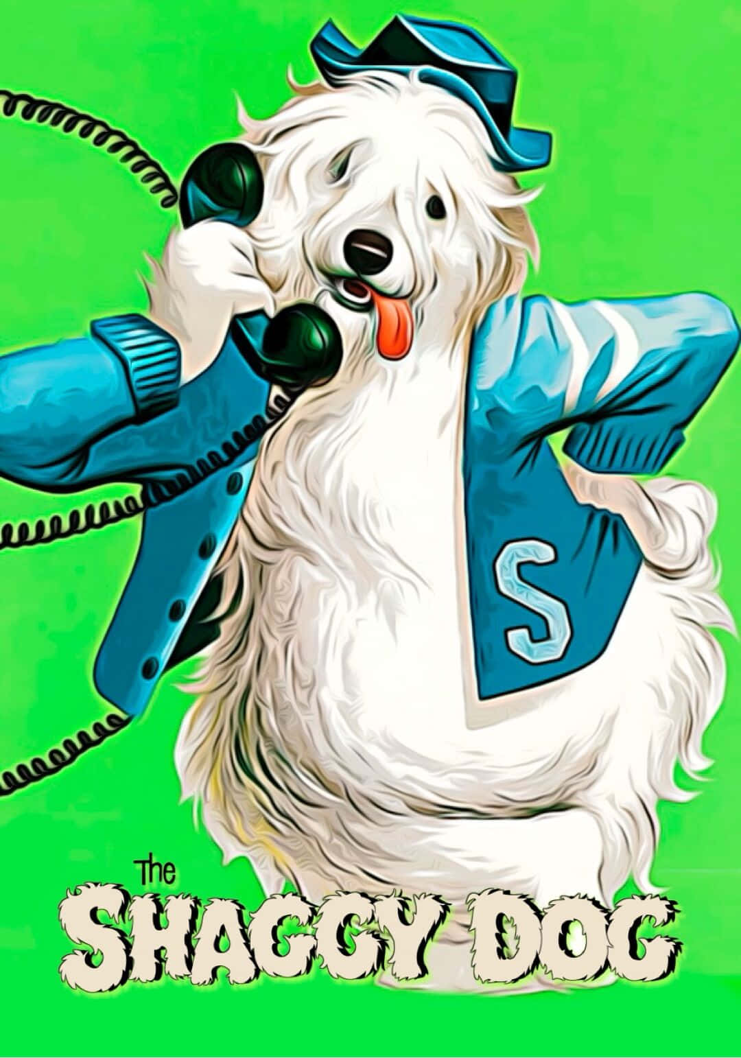 Ilustrasi Anjing Shaggy Telepon Wallpaper