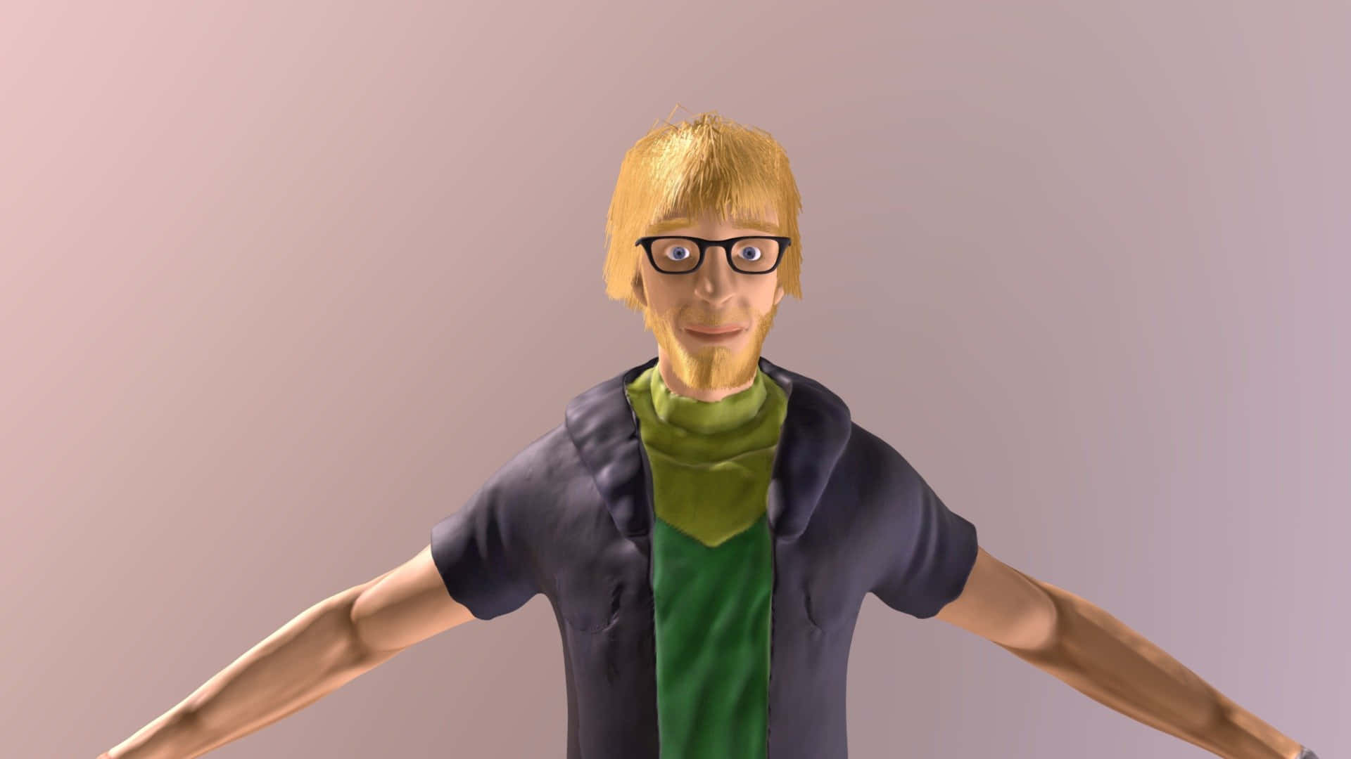 A 3d Model Of A Man With Glasses And Arms Outstretched Wallpaper