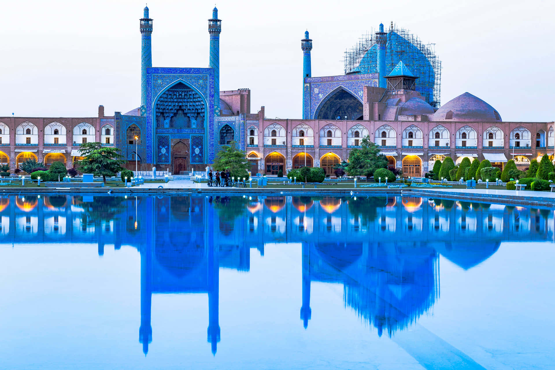 Shah Mosque Against A Blue Sky Wallpaper