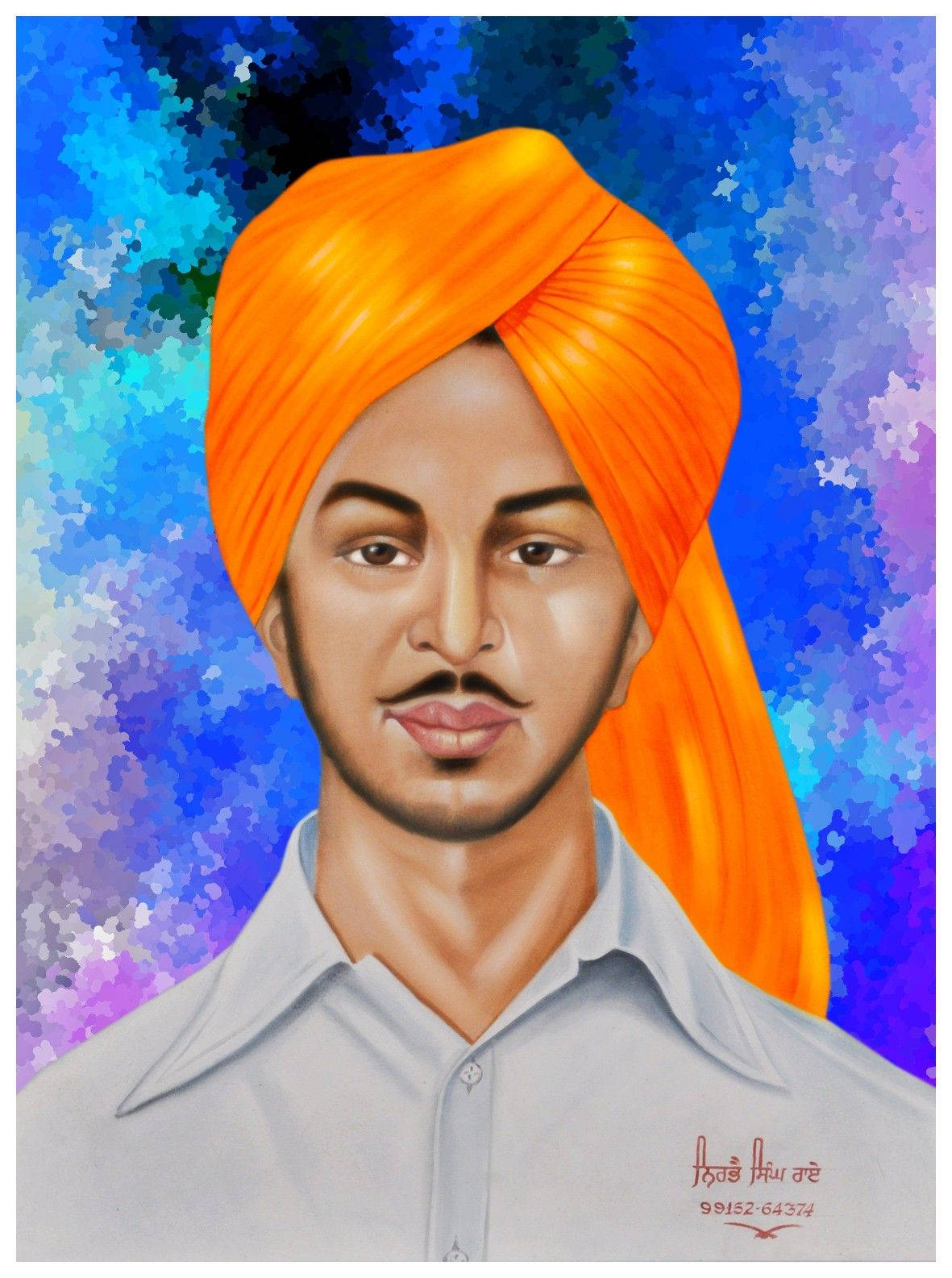 Download Shaheed Bhagat Singh Colorful Artwork Wallpaper 