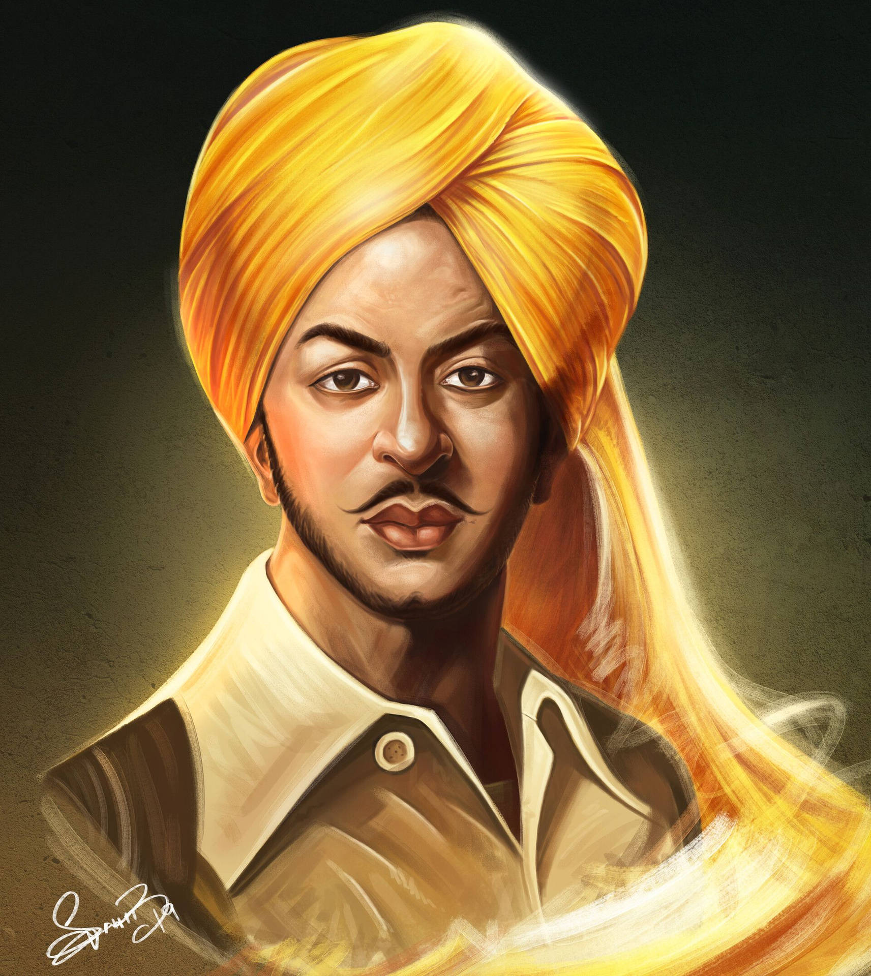 Pinturaal Óleo De Shaheed Bhagat Singh Fondo de pantalla