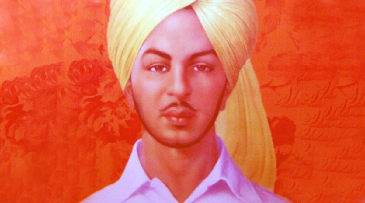 Shaheedbhagat Singh Överlappande Porträtt. Wallpaper