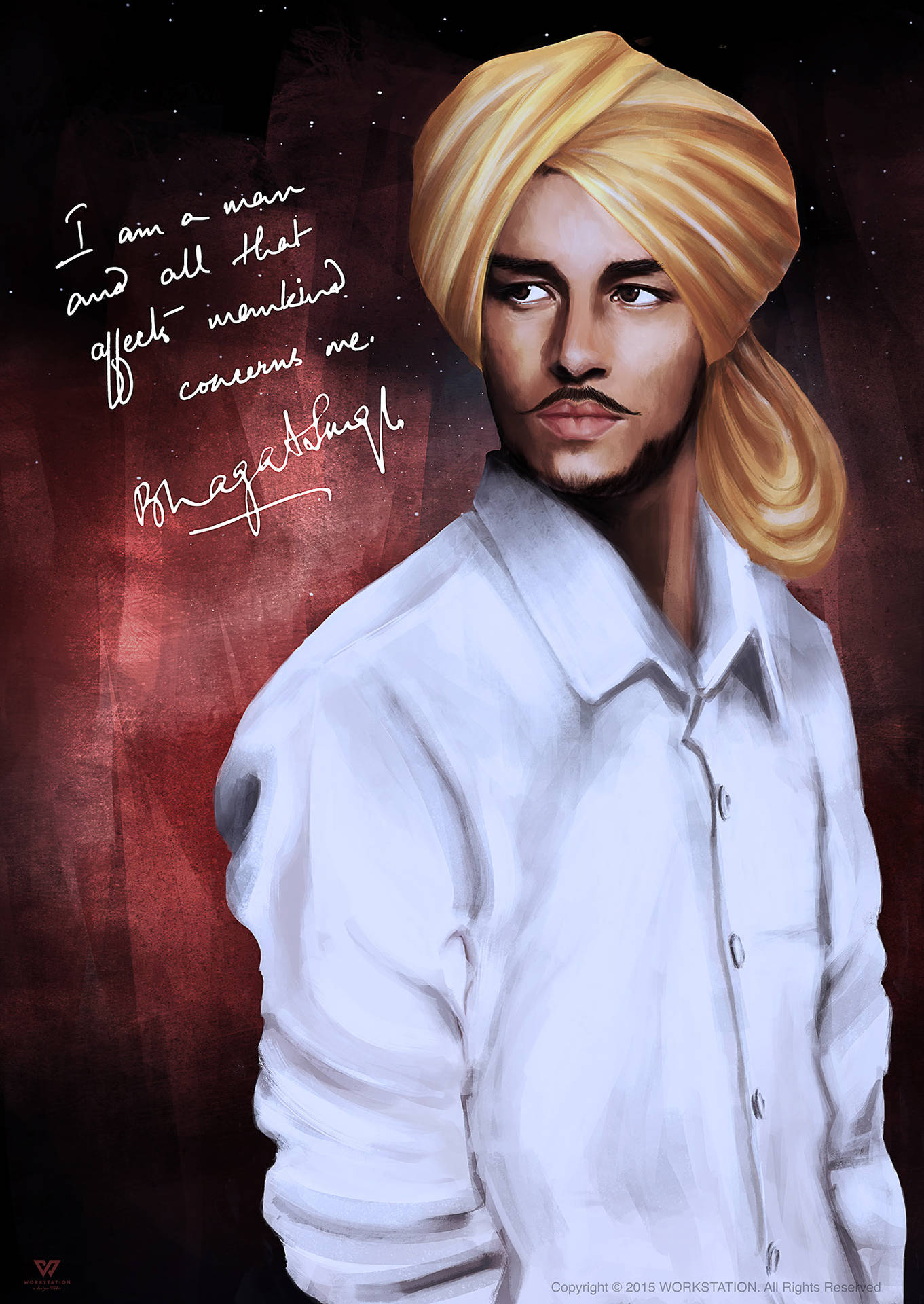 Download Shaheed Bhagat Singh Portraiture Wallpaper 